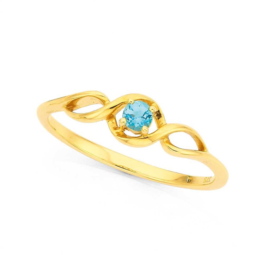 Rings Pascoes | 9Ct Blue Topaz Crossover Ring