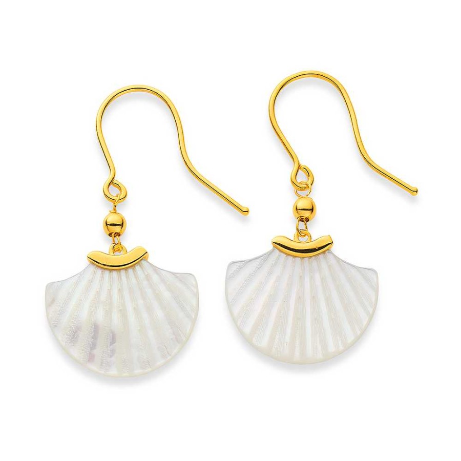 Earrings Pascoes | 9Ct Mother Of Pearl Fan Hook Drop Earrings