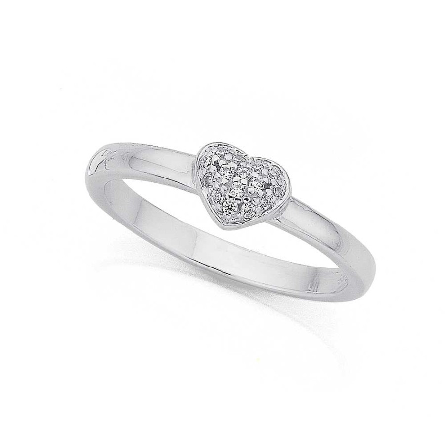 Rings Pascoes | Sterling Silver Cubic Zirconia Heart Stacker Ring