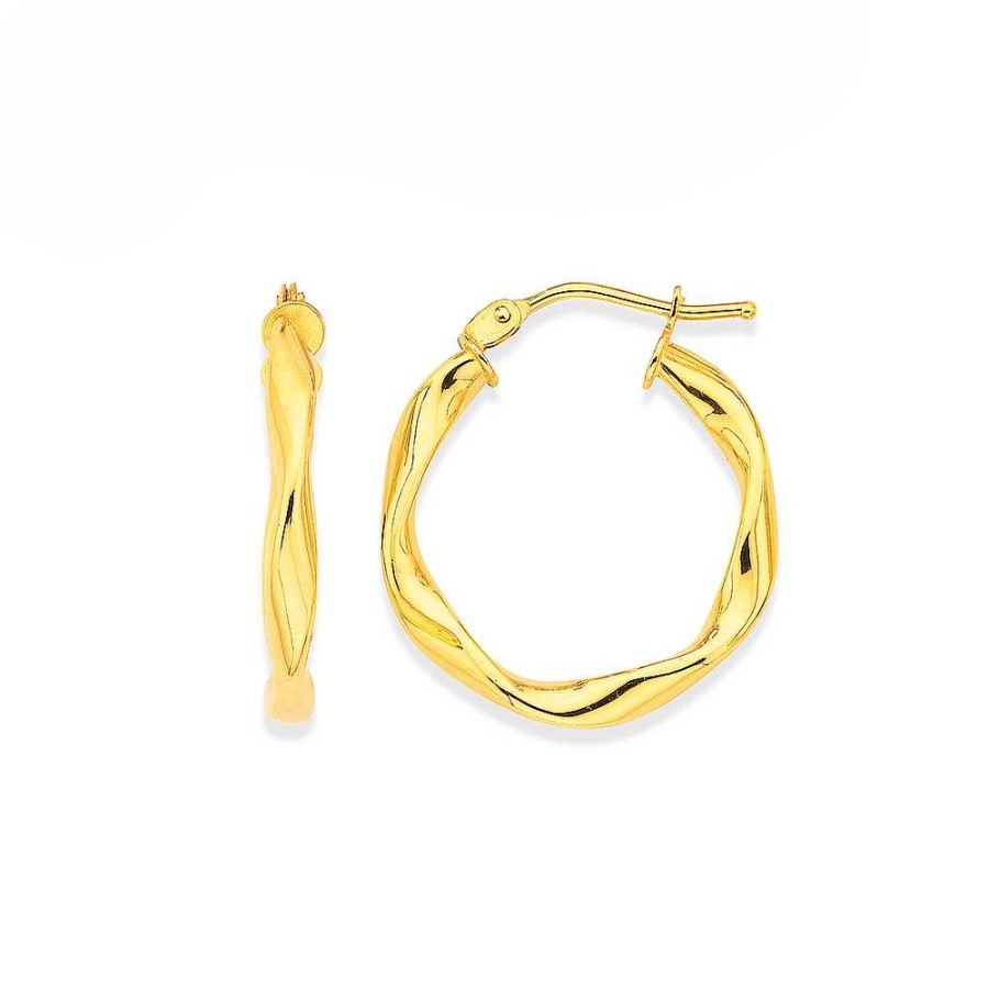 Earrings Pascoes | 9Ct 15Mm Ribbon Twist Hoop Earrings