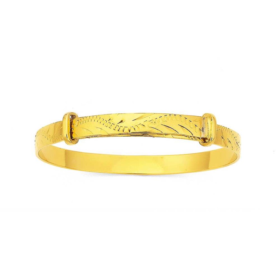 Bangles Pascoes | Gold Plated Childs Expander Bangle With Greenery Pattern