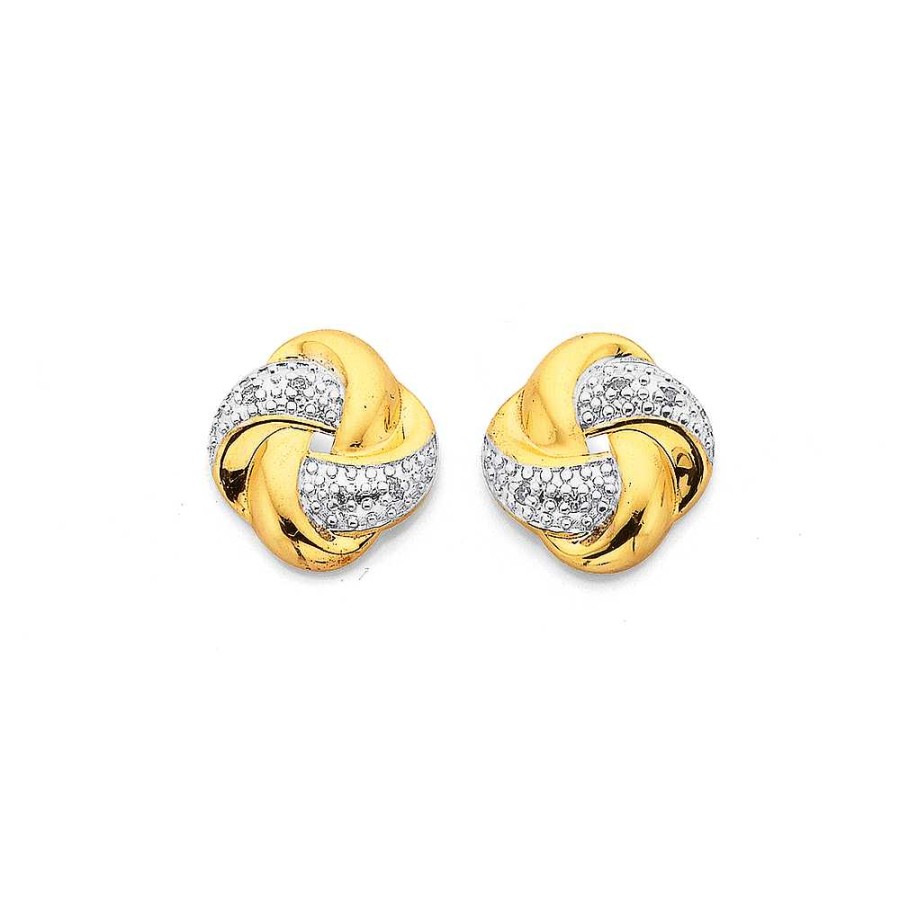 Earrings Pascoes | 9Ct, Diamond Love Knot Stud Earrings