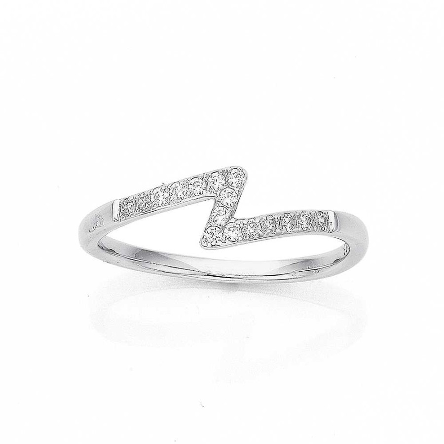 Rings Pascoes | Sterling Silver Cz Lightening Bolt Ring