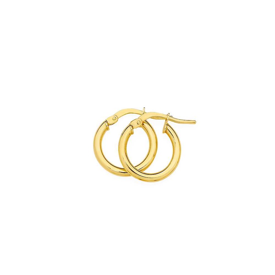 Earrings Pascoes | 9Ct Gold 2X10Mm Polished Hoop Earrings