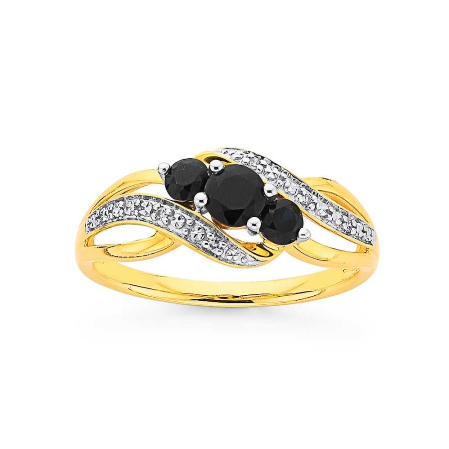 Rings Pascoes | 9Ct Gold Sapphire & Diamond Ring