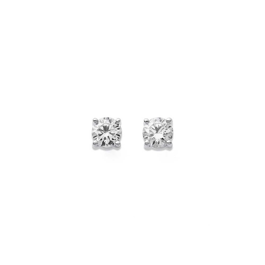 Earrings Pascoes | 10Ct Wg, Element Lab Diamond 1Ct Total Weight With Solitaire Studs