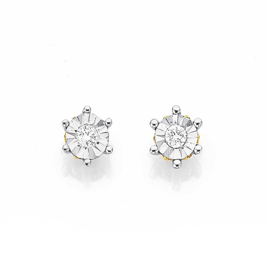 Earrings Pascoes | 9Ct Diamond Miracle Plate Studs