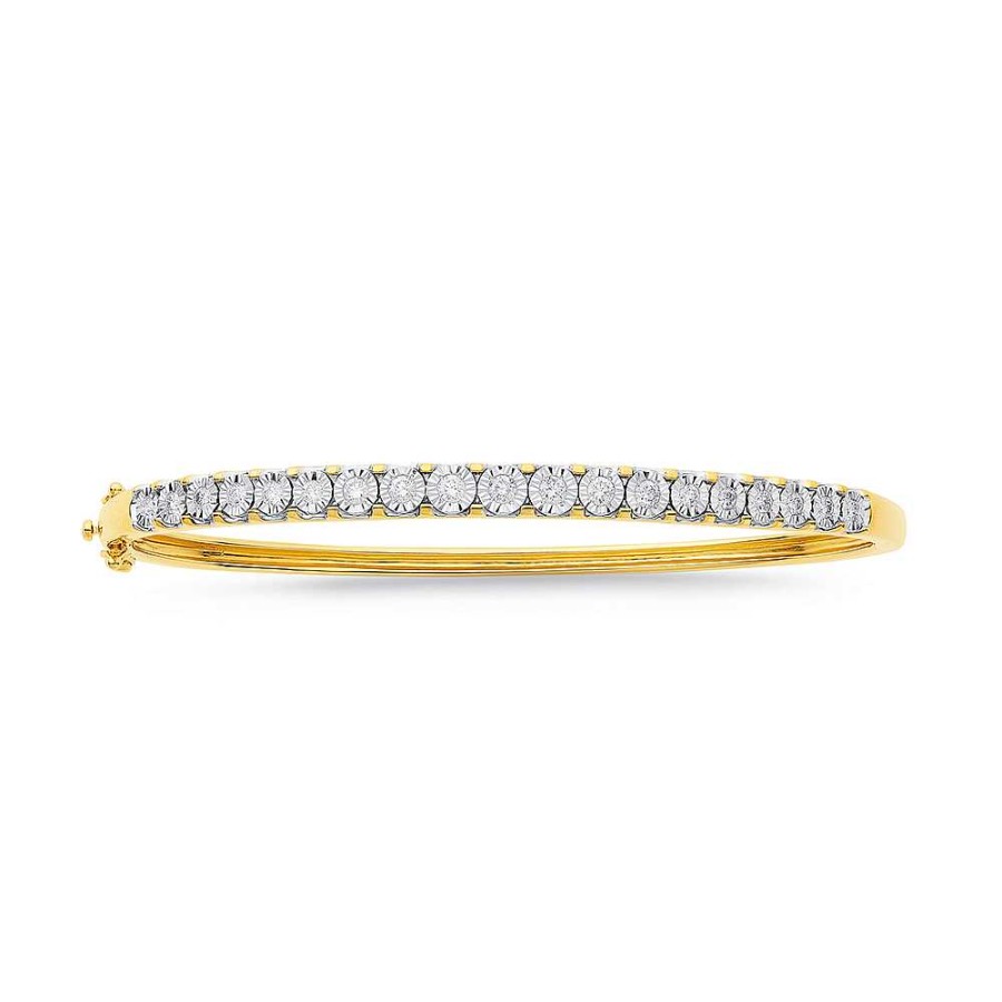 Diamonds Pascoes | 9Ct Yellow Gold Diamond Bangle Tdw=.50Ct