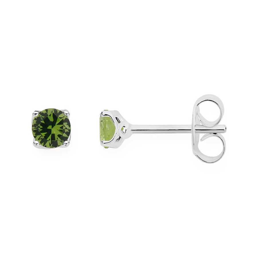 Earrings Pascoes | Sterling Silver Green Cz 4Mm Stud Earrings