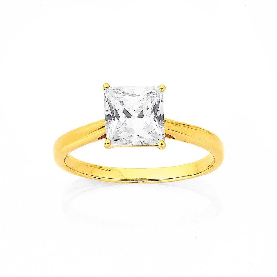 Rings Pascoes | 9Ct 7Mm Cubic Zirconia Solitaire Ring