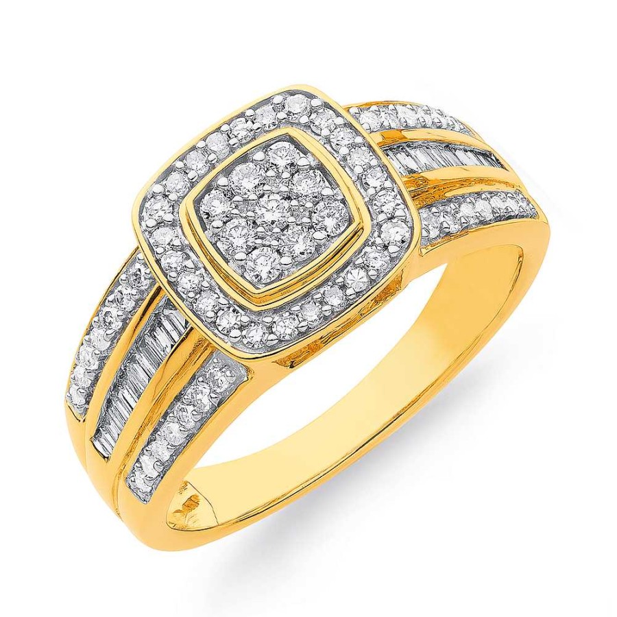 Rings Pascoes | 9Ct Diamond Cushion Shape Ring Tdw=.50Ct