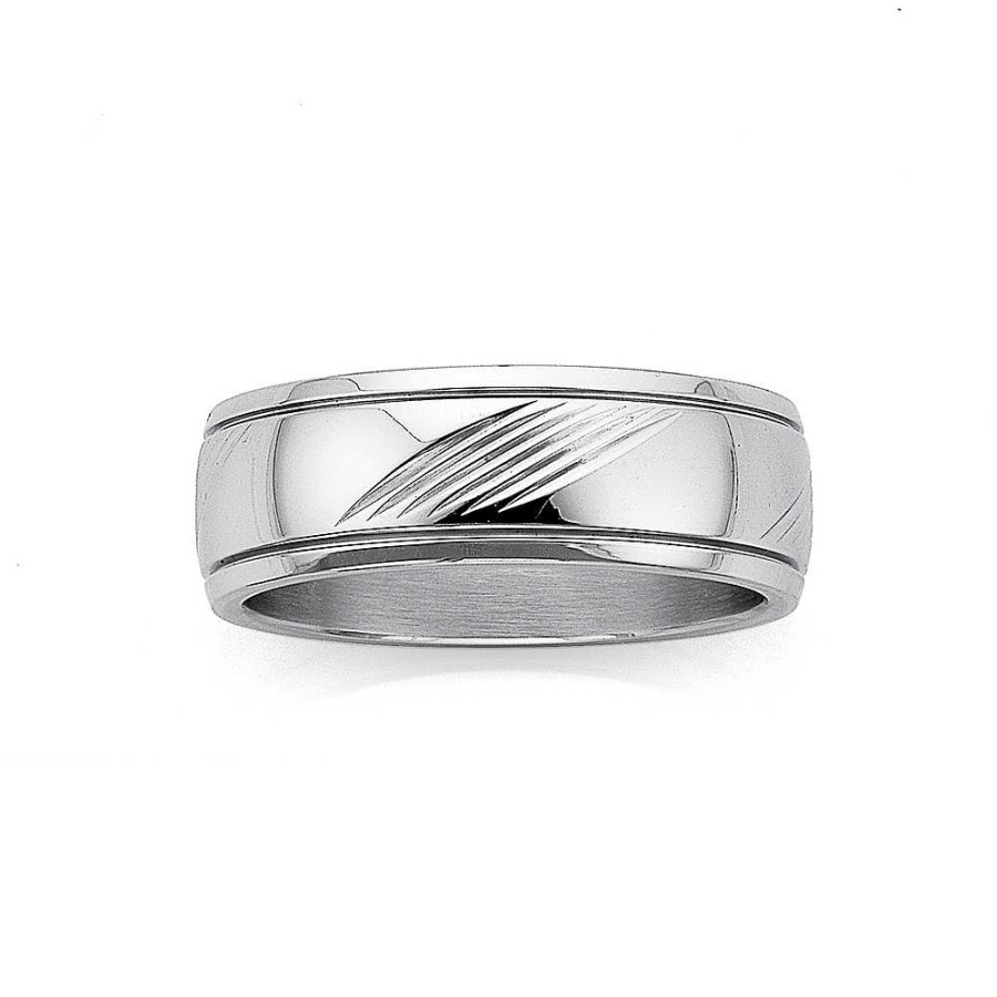 Rings Pascoes | Chisel Stainless Steel Stripe Ring Z+1