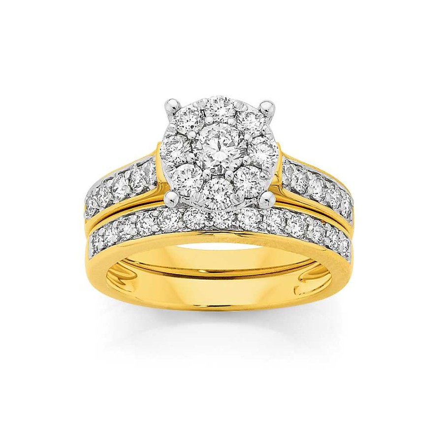 Rings Pascoes | 18Ct Gold Diamond Bridal Ring Set