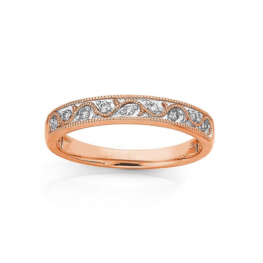 Rings Pascoes | 9Ct Rose Gold Diamond Swirl Band