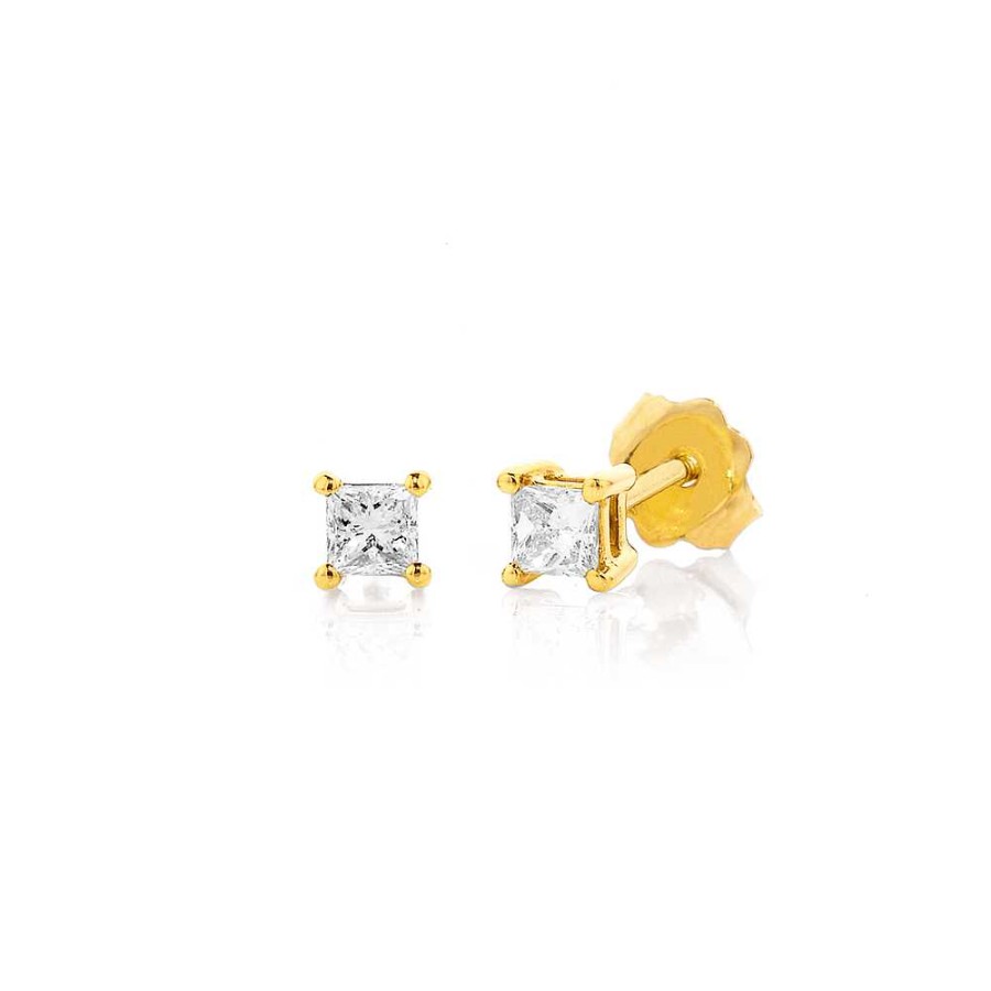 Earrings Pascoes | 9Ct Princess Cut Diamond Studs