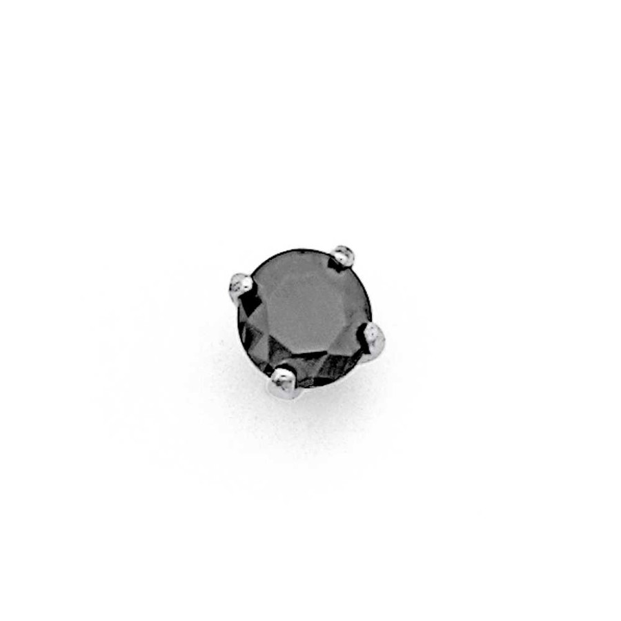 Earrings Pascoes | Chisel Stainless Steel Single Black Cubic Zirconia Earring