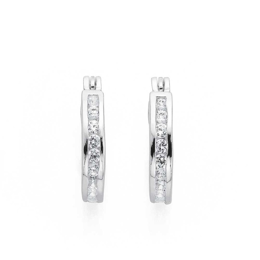 Earrings Pascoes | Sterling Silver Cz Hoops 17Mm