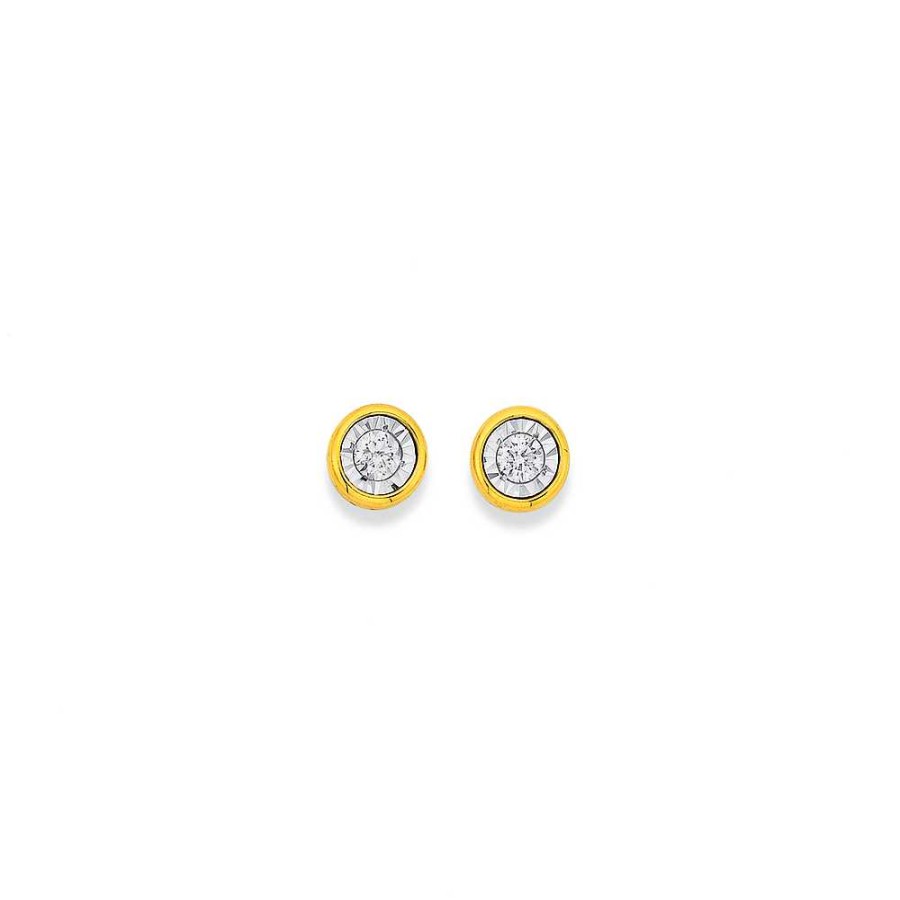 Earrings Pascoes | 9Ct, Diamond Miracle Plate Studs Tdw=.10Ct