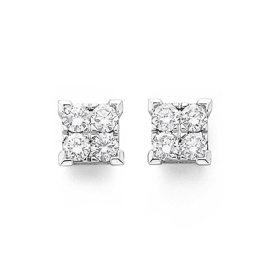 Earrings Pascoes | 9Ct White Gold, Diamond Studs