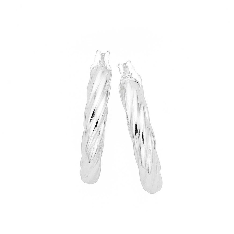 Earrings Pascoes | 15Mm Twist Hoop Earrings In Sterling Silver