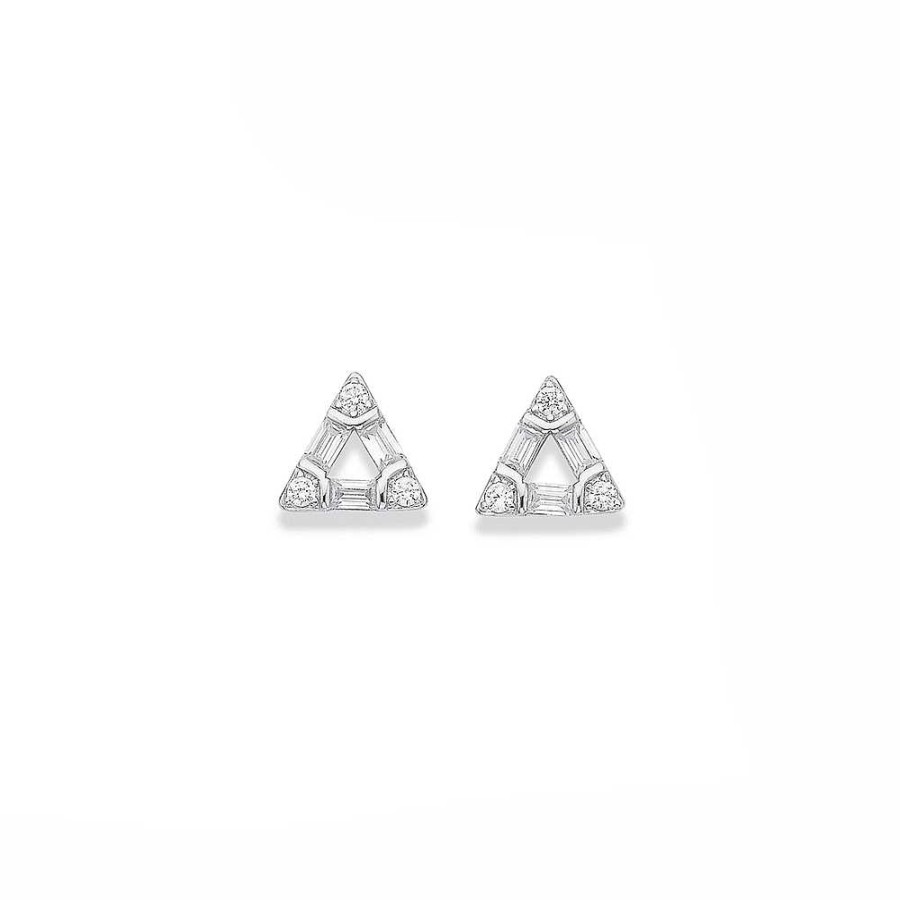 Earrings Pascoes | Sterling Silver Cubic Zirconia Triangle Studs