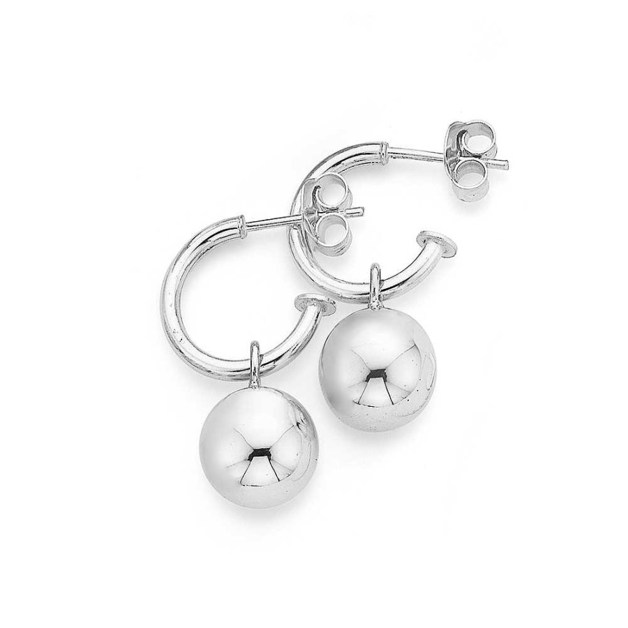 Earrings Pascoes | Sterling Silver 8Mm Ball On Hoop Earrings