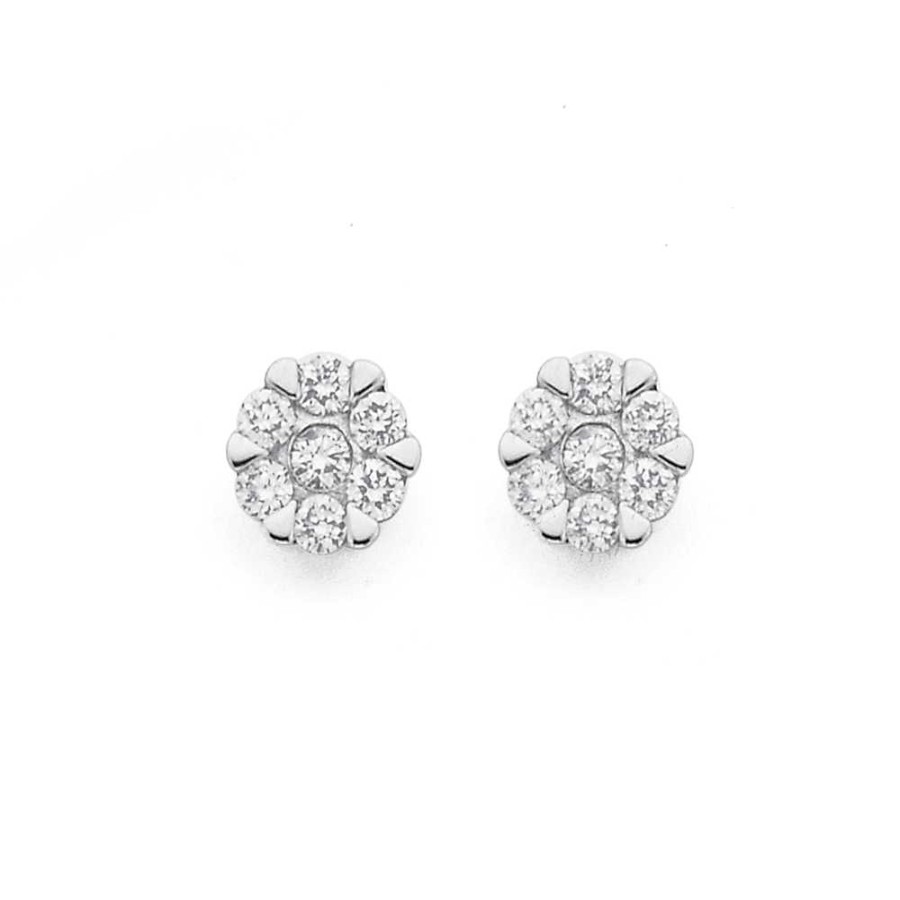 Earrings Pascoes | 9Ct White Gold Diamond Studs Tdw=.25Ct