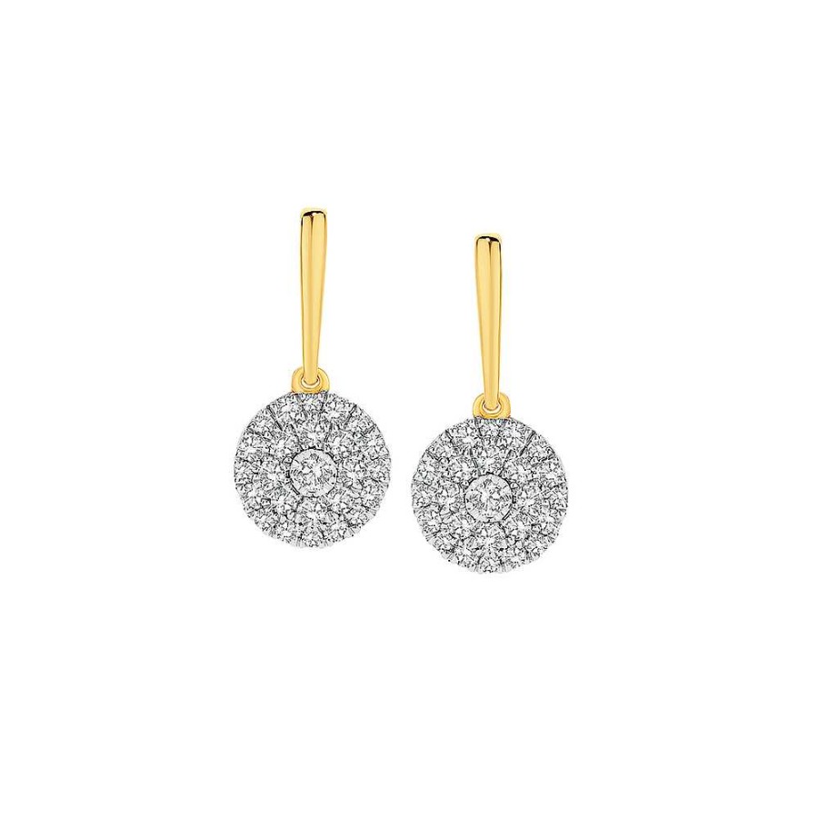 Earrings Pascoes | 9Ct, Diamond Cluster Drop Stud Earrings