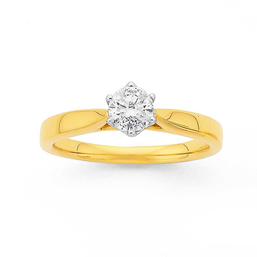 Rings Pascoes | 18Ct Gold Round Brilliant Cut 1/2 Carat Diamond Solitaire Ring