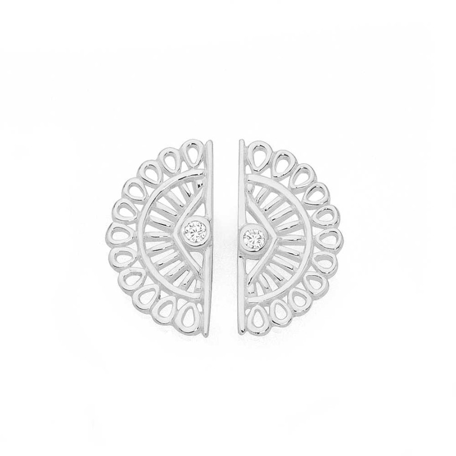 Earrings Pascoes | Sterling Silver Cubic Zirconia Filigree Studs