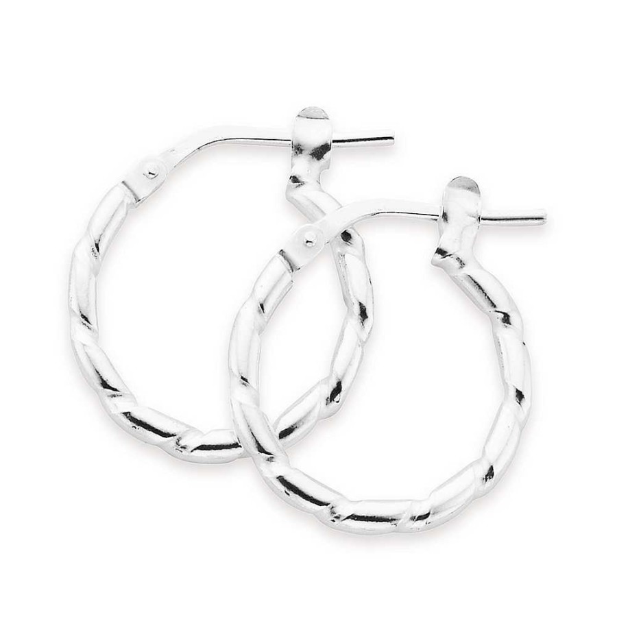 Earrings Pascoes | Sterling Silver 12Mm Twist Hoop Earrings