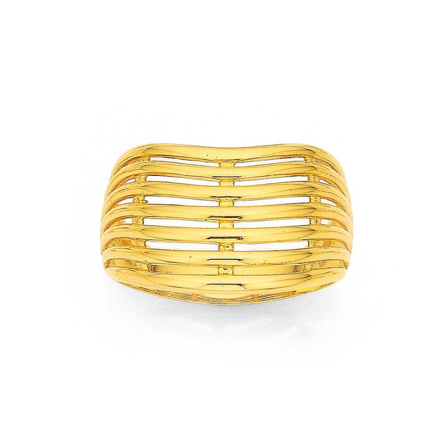 Rings Pascoes | 9Ct 7 Row Curved Ring