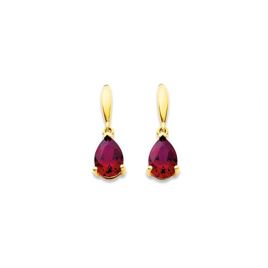 Earrings Pascoes | 9Ct Created Ruby Earrings