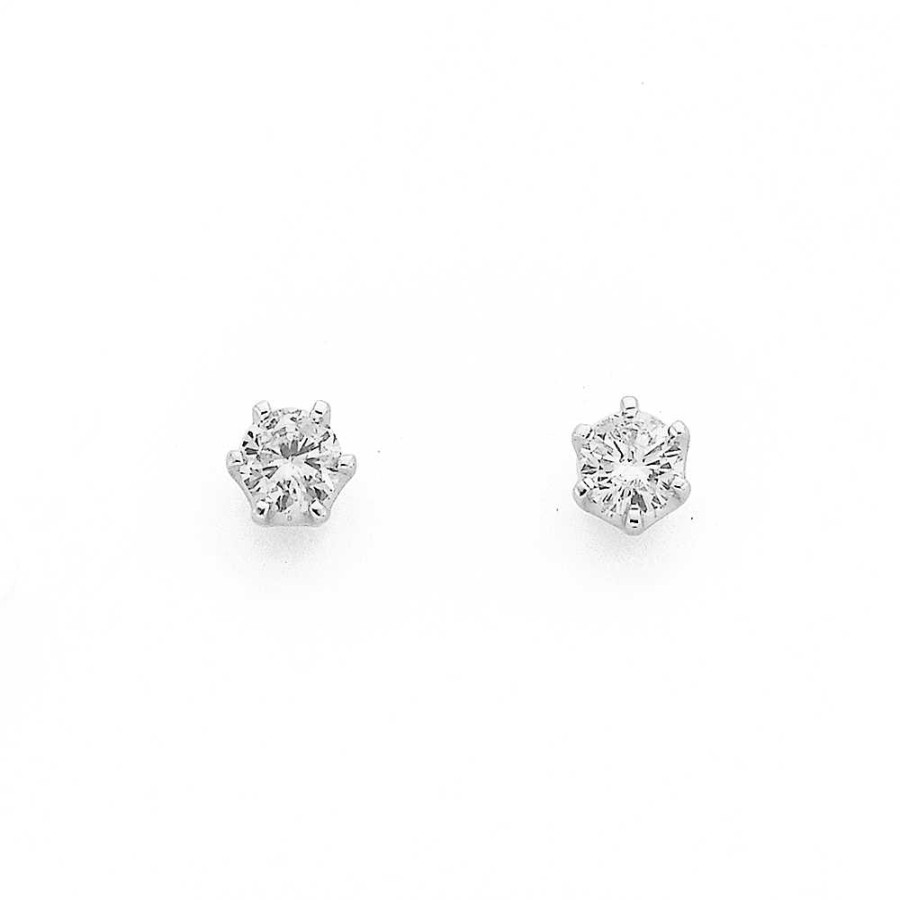 Earrings Pascoes | 9Ct White Gold Diamond Studs Tdw=.25Ct