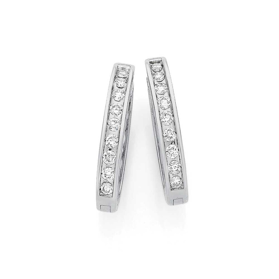 Earrings Pascoes | 9Ct, Diamond Hoops Total Diamond Weight=.25Ct