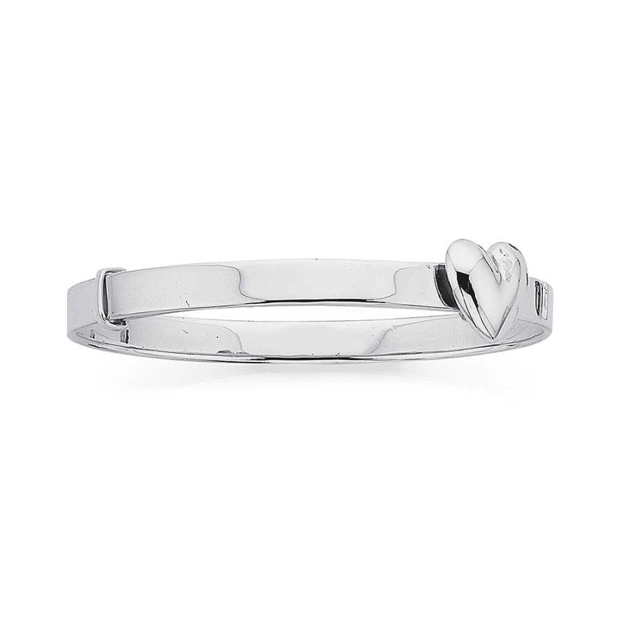 Bangles Pascoes | Sterling Silver Baby Expander Bangle With Heart