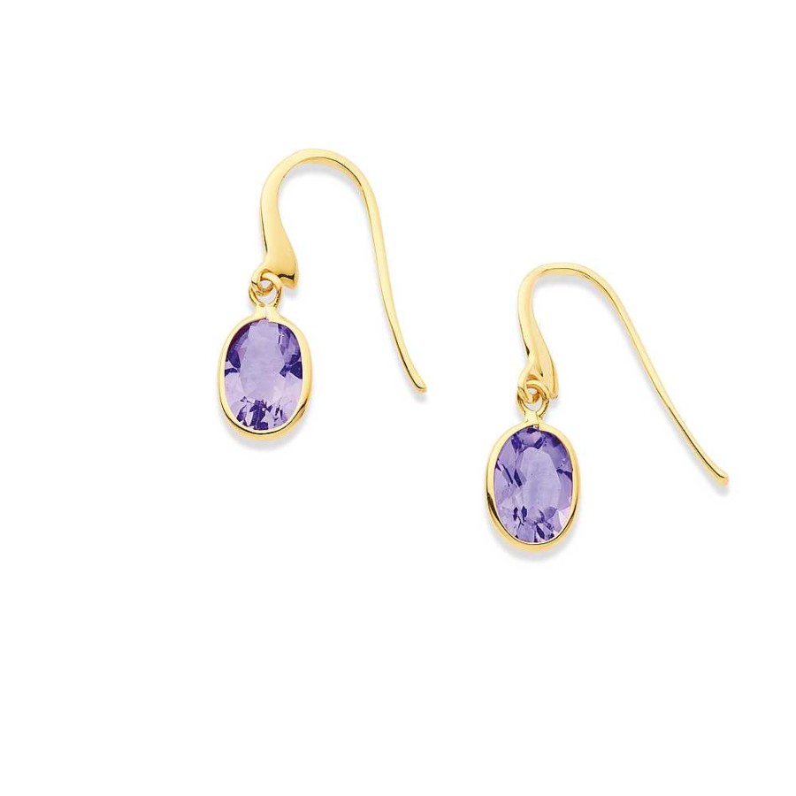 Earrings Pascoes | 9Ct Oval Amethyst Earrings