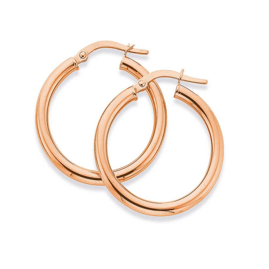 Earrings Pascoes | 9Ct Rose Gold 2.5X20Mm Polished Hoop Earrings