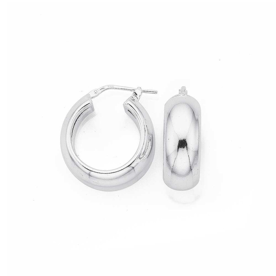 Earrings Pascoes | Sterling Silver 15Mm X 8Mm Hoop Earrings