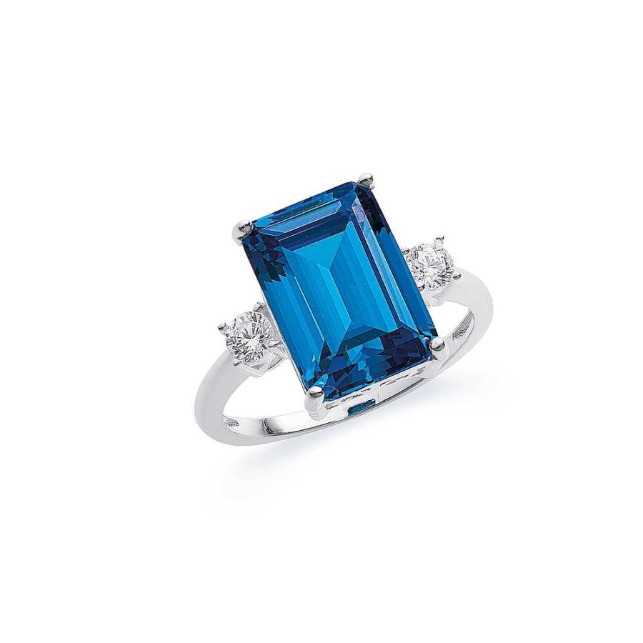 Rings Pascoes | Sterling Silver Blue Cubic Zirconia Cocktail Ring