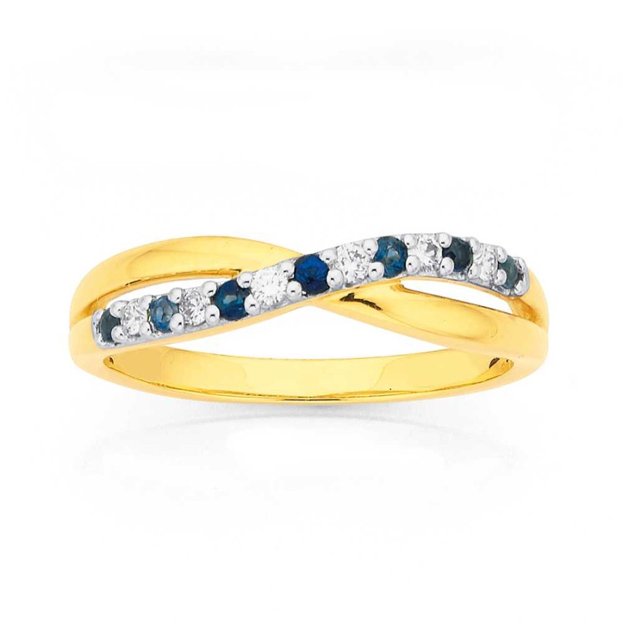 Rings Pascoes | 9Ct Diamond & Sapphire Ring