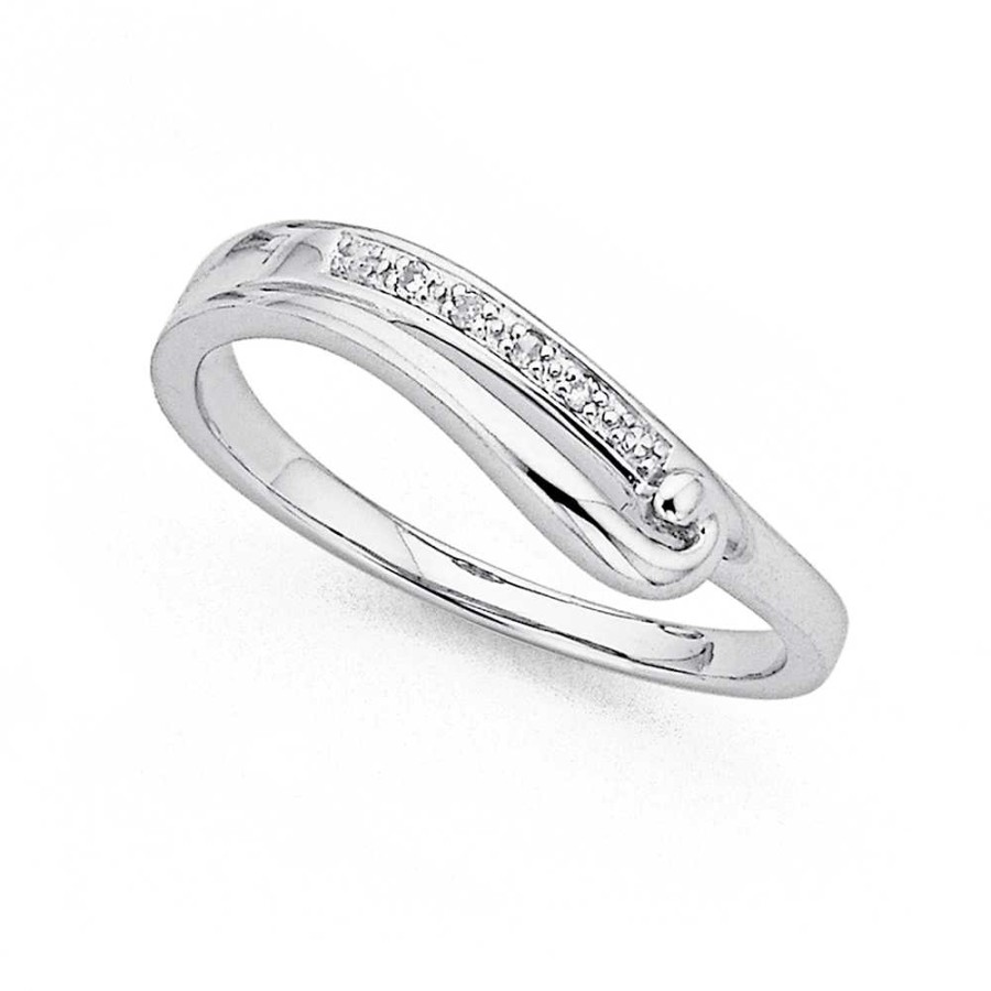 Rings Pascoes | 9Ct White Gold Diamond Wave Ring