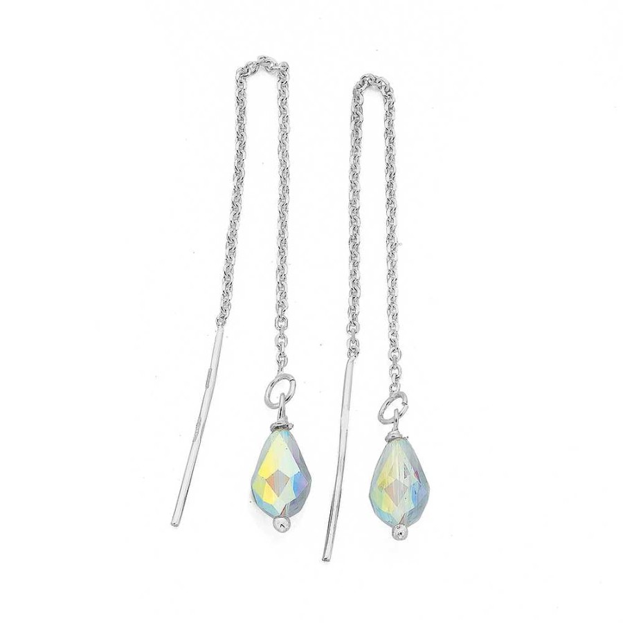 Earrings Pascoes | Sterling Silver Crystal Thread Drop Earrings