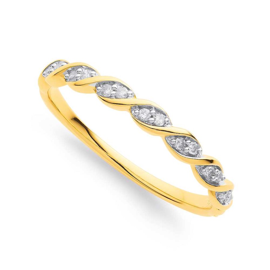 Rings Pascoes | 9Ct Gold Diamond Twist Ring