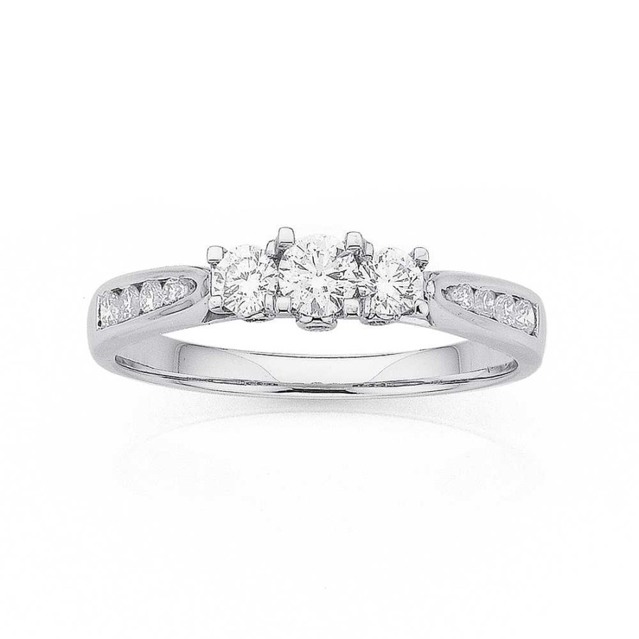 Rings Pascoes | 9Ct White Gold, Diamond Three Stone Trilogy Ring