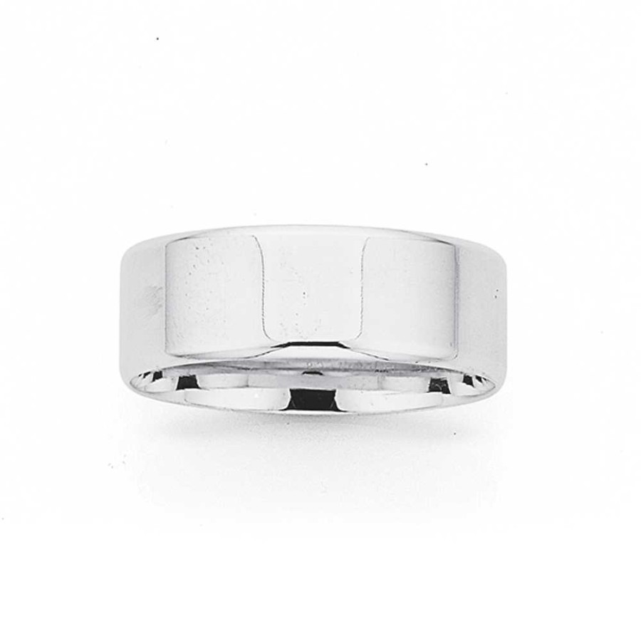 Rings Pascoes | Sterling Silver 8Mm Flat Band Size Z+3