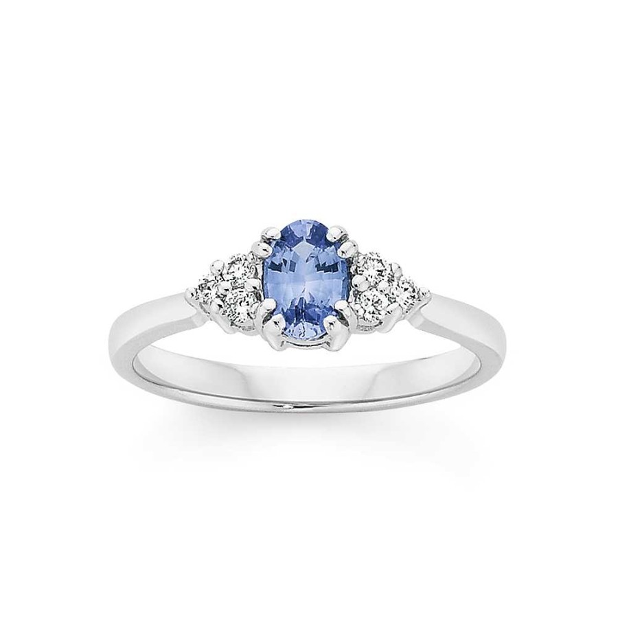 Rings Pascoes | 9Ct White Gold Ceylon Sapphire Ring