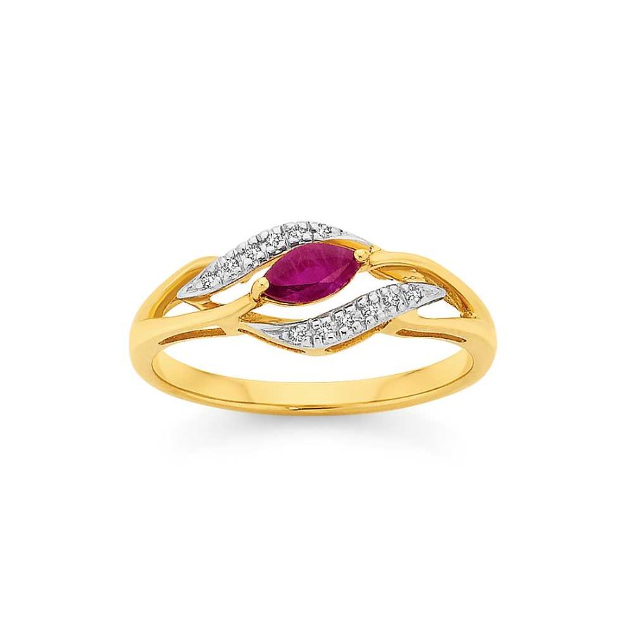 Rings Pascoes | 9Ct Ruby & Diamond Dress Ring