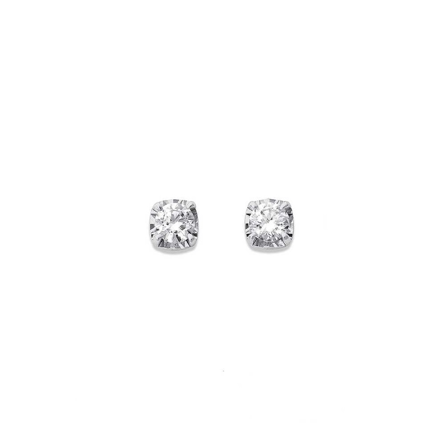 Earrings Pascoes | 10Ct Wg, Element Lab Diamond 0.50Ct Total Weight Solitaire Studs