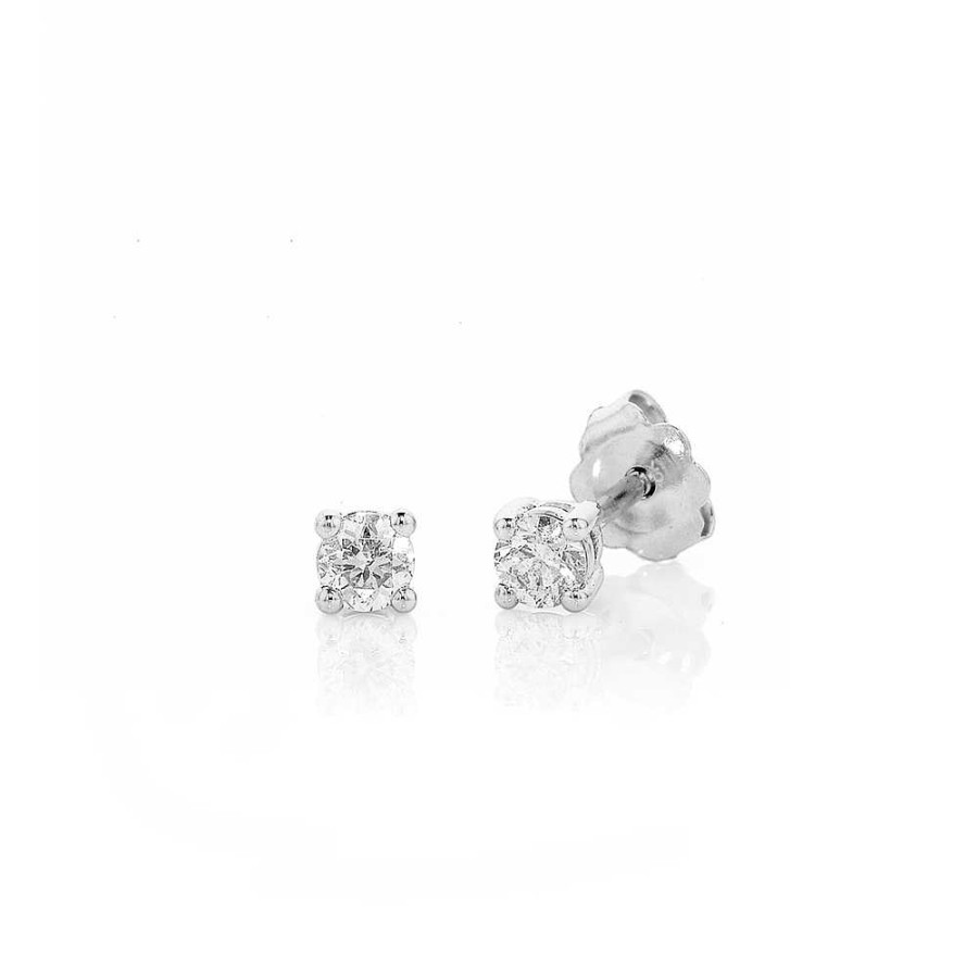 Earrings Pascoes | 9Ct White Gold Diamond Studs Tdw=.15Ct